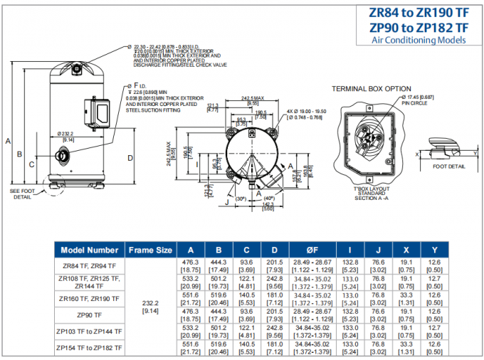 Компрессор 150000BTU ZP182KCE-TFD переченя 15HP Copeland герметически закрывал компрессор 4