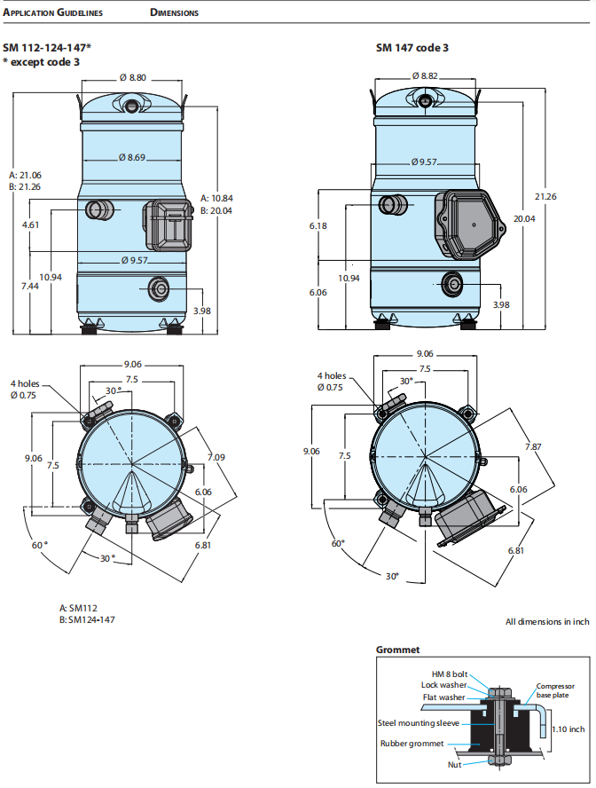 Компрессор 380 рефрижерации переченя совершителя - 400V 50Hz 10HP SM124A4ALB для холодной комнаты 4