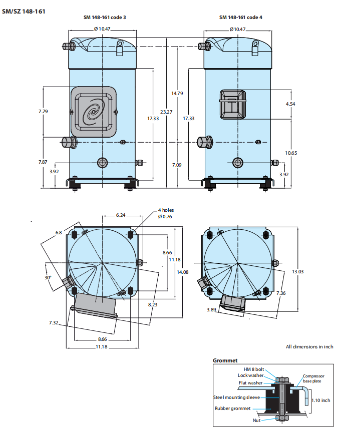 Компрессор SM161A4ALB переченя AC совершителя компрессора переченя 13HP 133200 BTU Danfoss 4