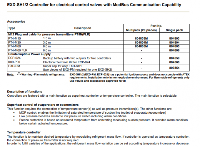 Emerson EXD-SH1 Контроллер Электрический клапан управления с способностью связи ModBus 0