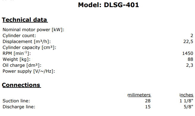 DLSGE-401/DLSGE-40X Коплендские полугерметические поршневые компрессоры 4HP R22/R404A Трехфазные 1