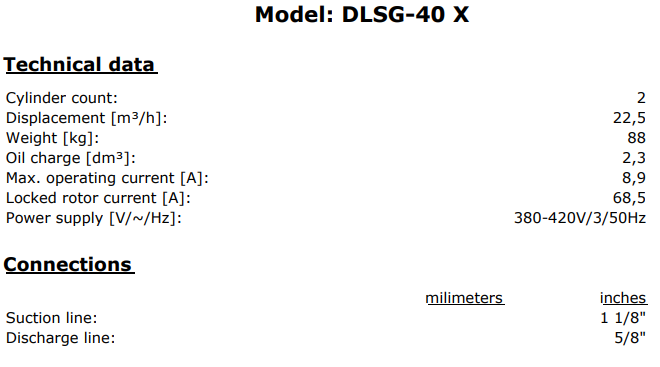 DLSGE-401/DLSGE-40X Коплендские полугерметические поршневые компрессоры 4HP R22/R404A Трехфазные 2