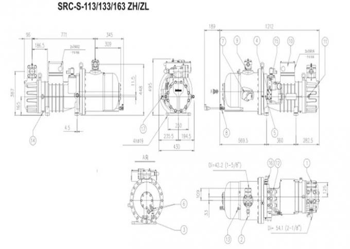 Винтовой компрессор с воздушным охлаждением ISO SRC-S-163-ZL Полугерметичный винтовой компрессор 1