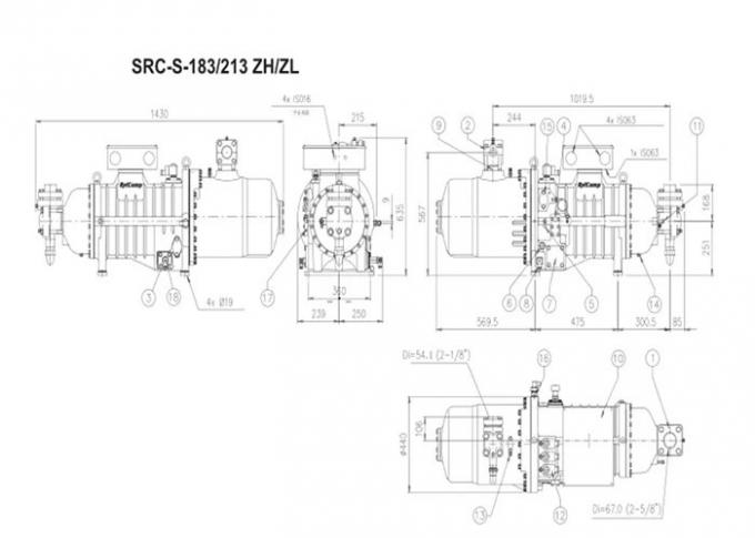 Винтовой компрессор с воздушным охлаждением ISO SRC-S-163-ZL Полугерметичный винтовой компрессор 2