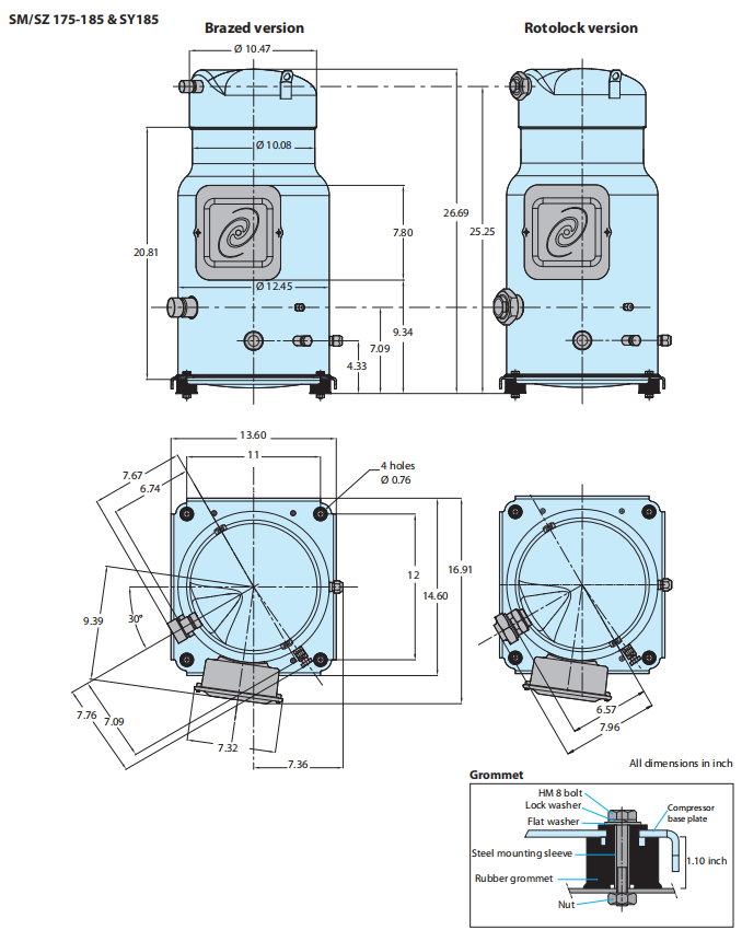 Компрессор 14HP переченя SM175S4CC Danfoss компрессор переченя AC 143400 BTU 5