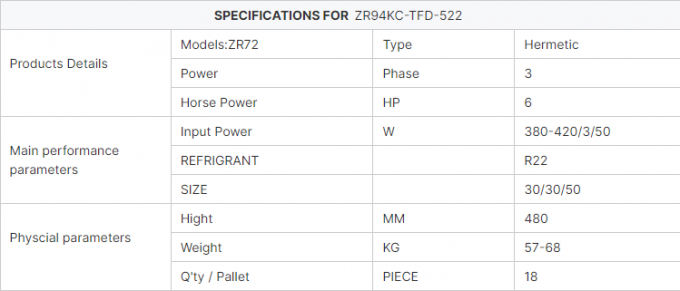 Copeland ZR94KCE-TFD-522 ZR Series Scroll Compressor 8HP High-Level Efficiency 3 Phase