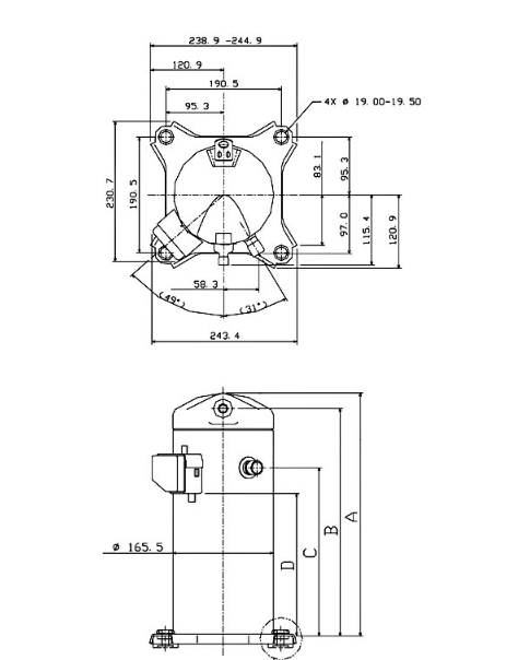 Zh21K4e-Tfd-524 компрессор переченя теплового насоса 3HP Copeland 1