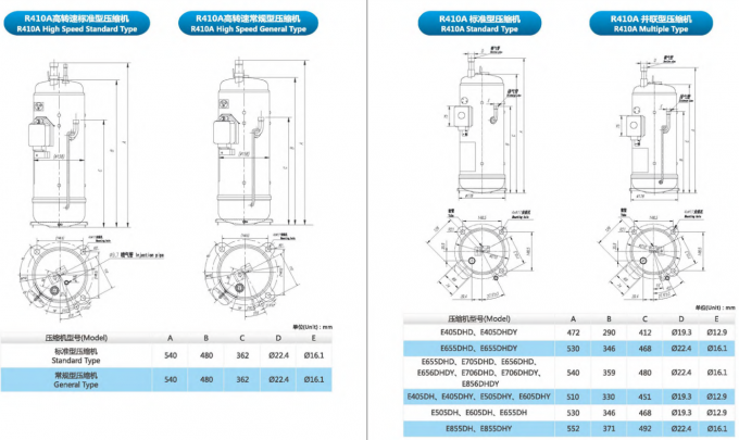 E604DH-59D2G Скрол компрессор Холодильный компрессор R410A 380~415-3-50Hz 440V-3-60Hz 2