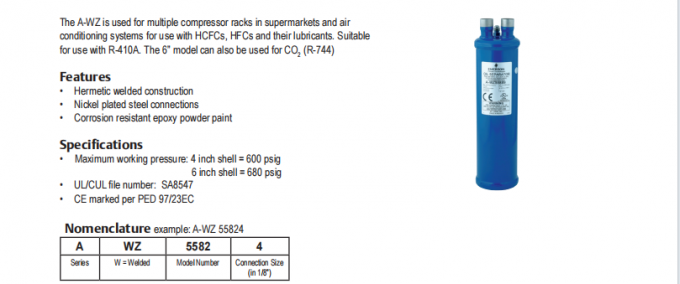 Эмерсон A-WZ 55824 Серия A-WZ Сепаратор масла холодильный компрессор Части 0