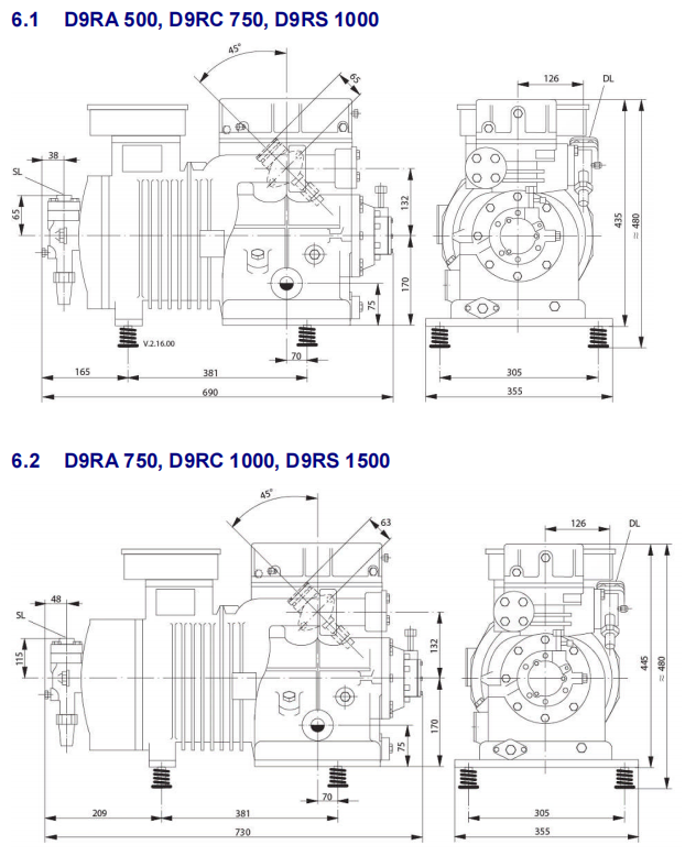 D9ra-750 5 ~ 15 HP Полугерметические поршневые компрессоры Copeland R22 трехфазные серии D9r 1